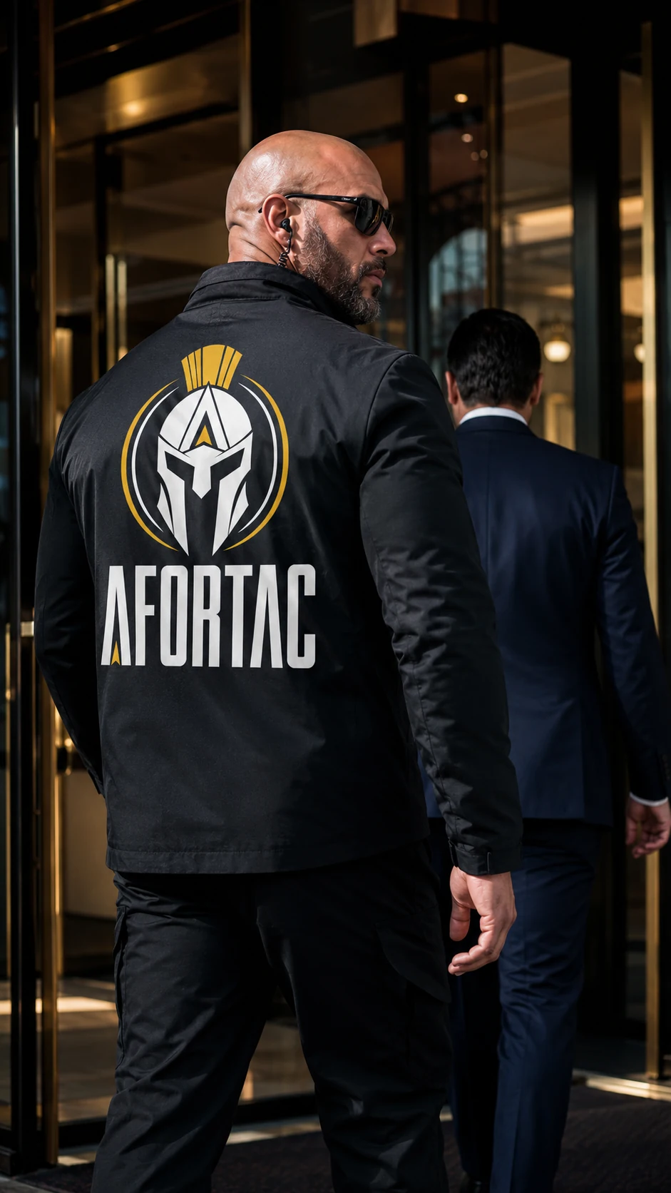 Oficial AFORTAC escoltando a un ejecutivo
